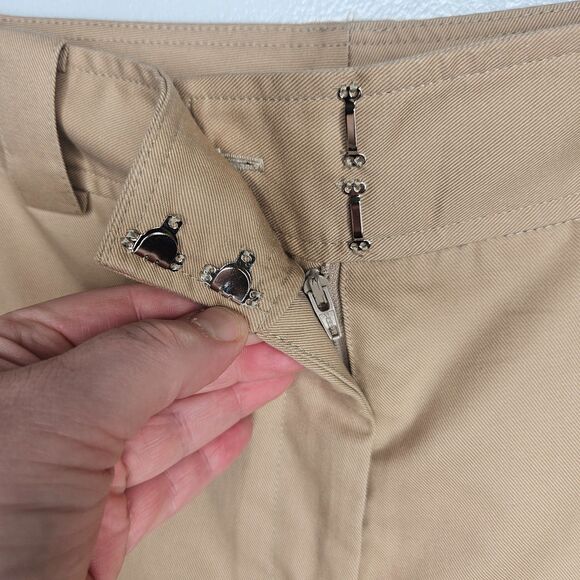 SAINT ART Nessa Mid Rise Straight Leg Trouser Pants Medium Khaki Raw Hem Modern - Picture 5 of 16